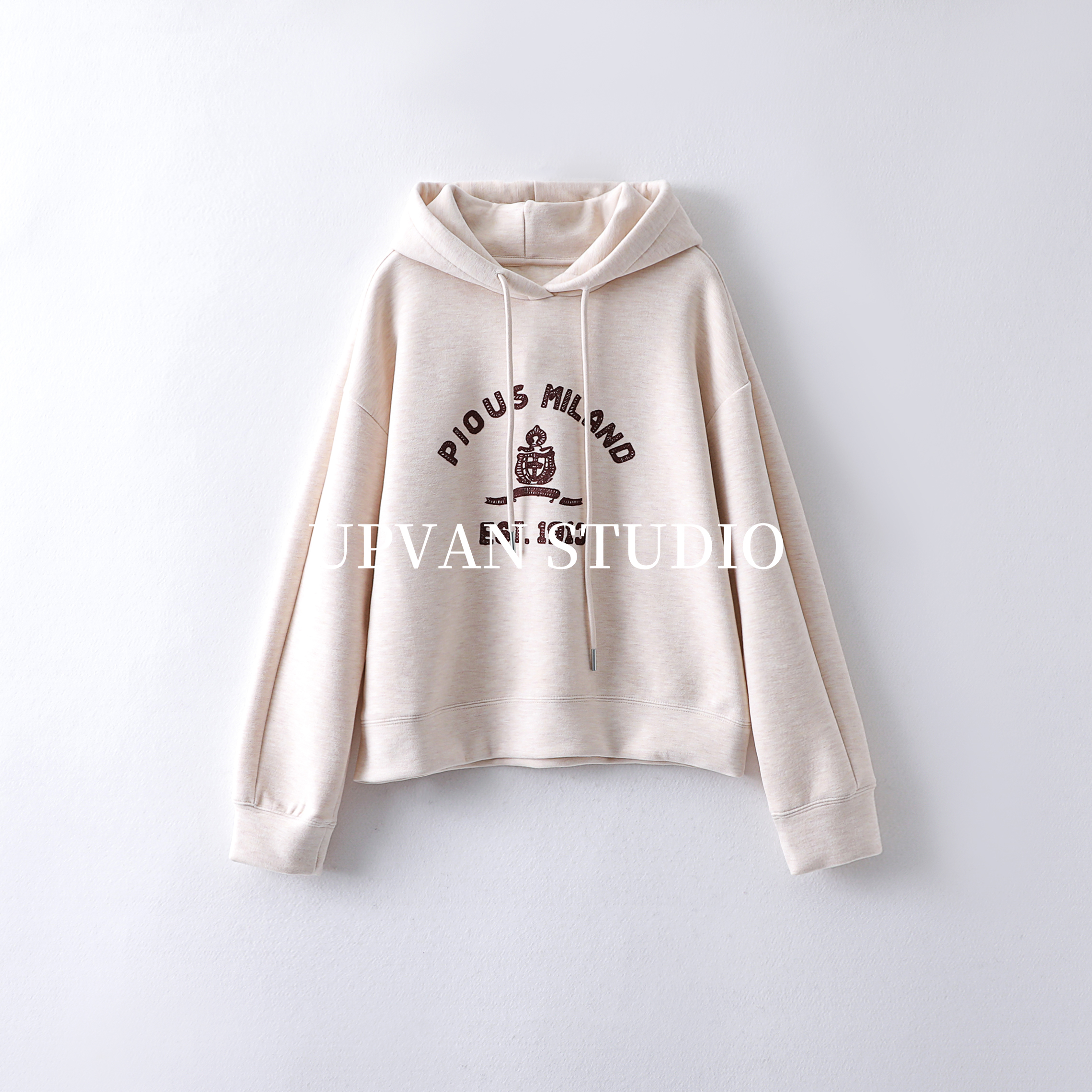 UPVAN复古徽章刺绣卫衣 宽松连帽