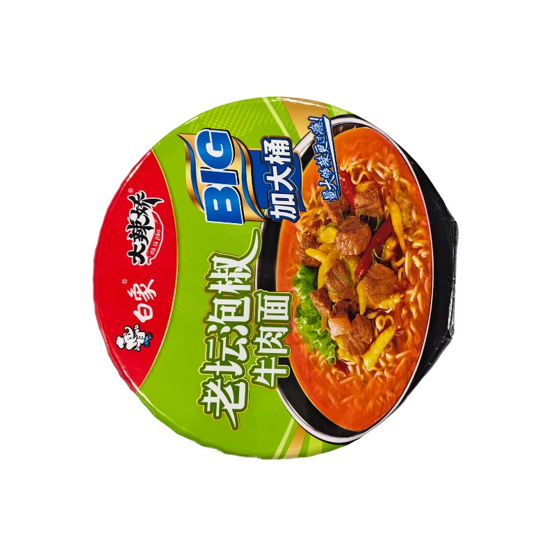 白象大辣娇老坛泡椒牛肉面加大桶129g/桶