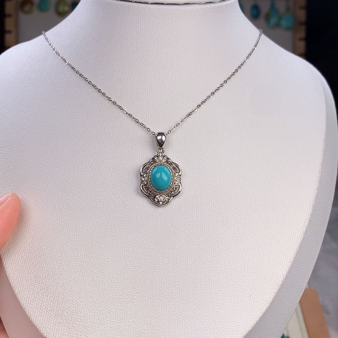 绿松石耳饰银S925镶嵌