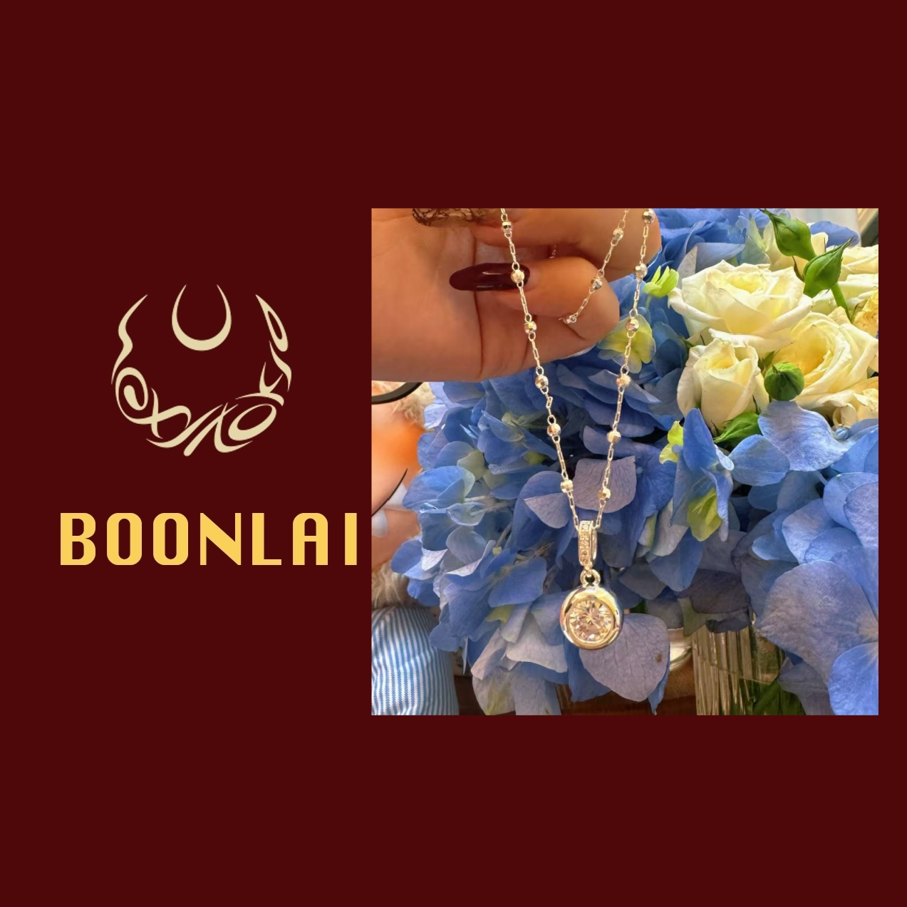 铜合金项链 Boonlai 银色泡泡圆钻高级感项链1348