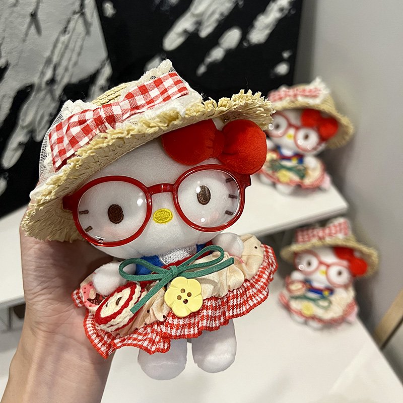 新款大草帽kitty挂件 可爱时尚包包挂饰挂件闺蜜礼物 卷毛猪