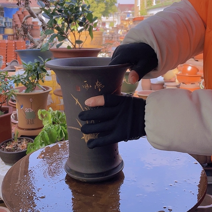 紫砂宜兴紫砂低线黑加拖