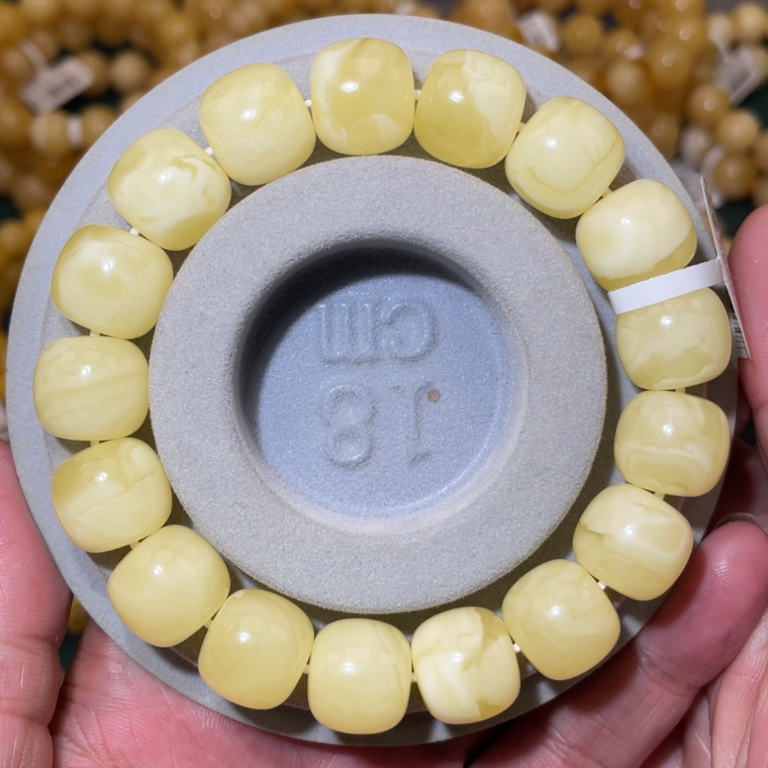 未镶嵌蜜蜡珠宝奇石14mm焦皮同料老型手串28.8