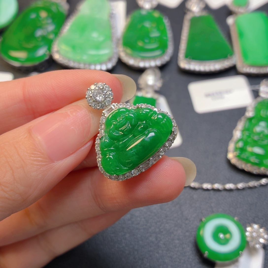 翡翠银S925镶嵌吊坠(不含链)