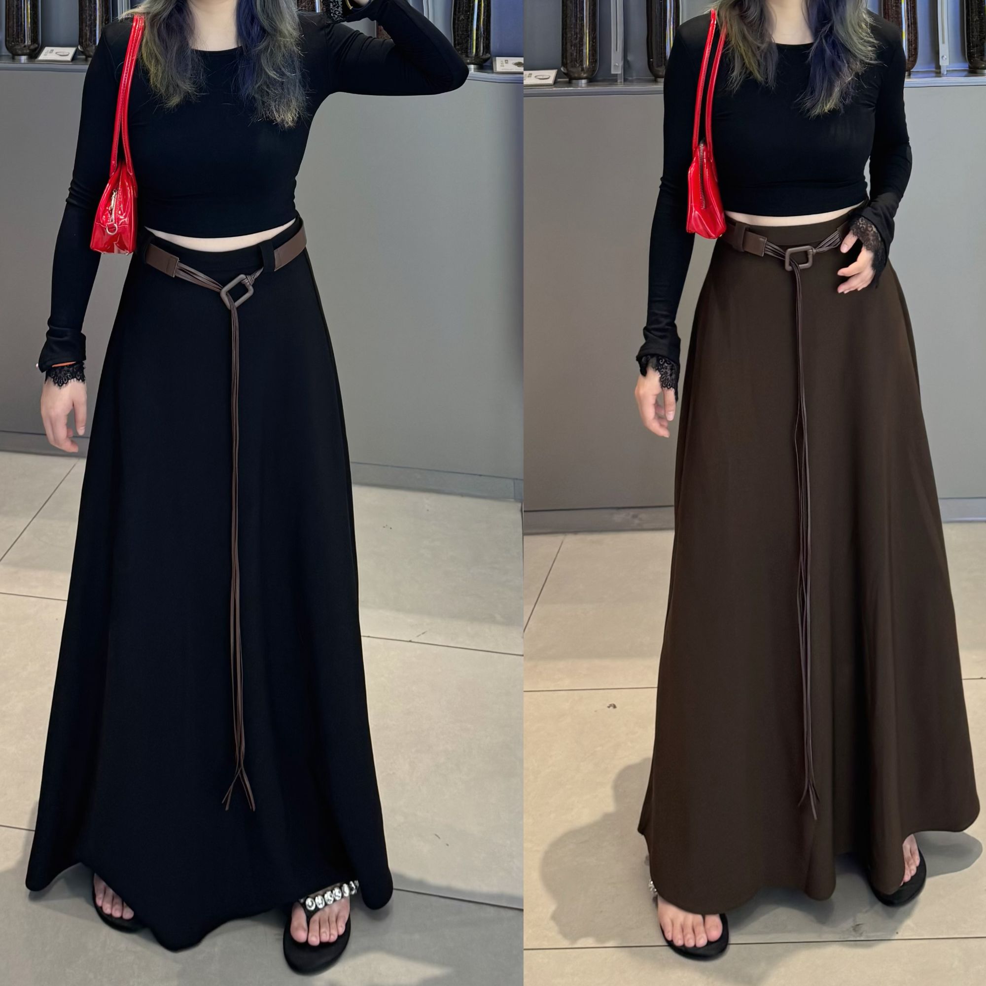 【太阳】气质百搭高腰收腰显瘦A字版半身裙