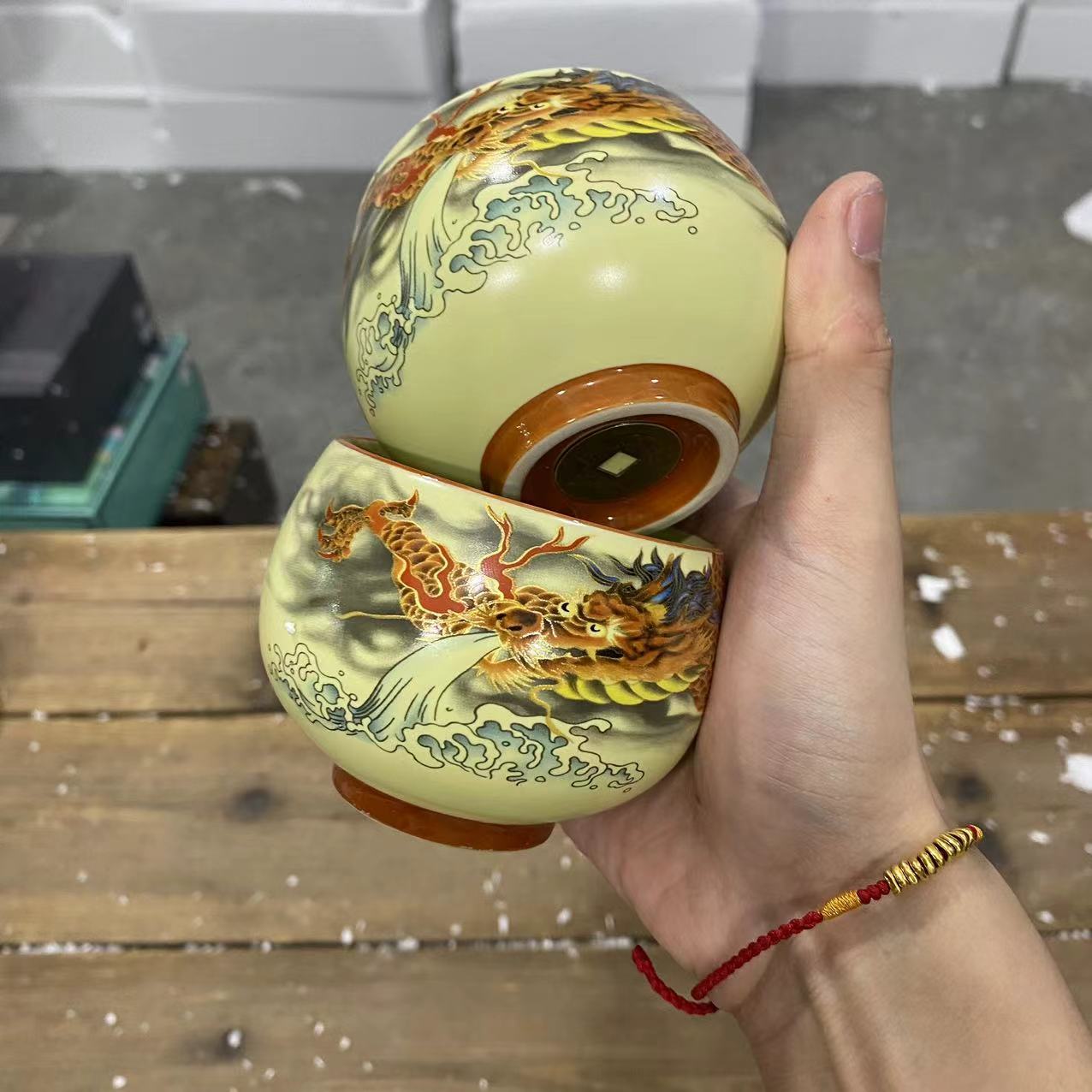 【闪购商品】龙吸水铜钱对杯