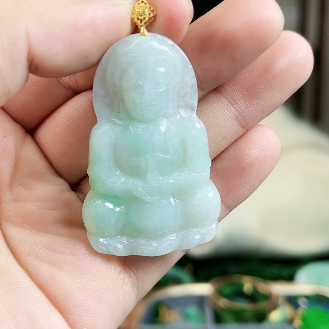 翡翠颈饰18K金镶嵌吊坠