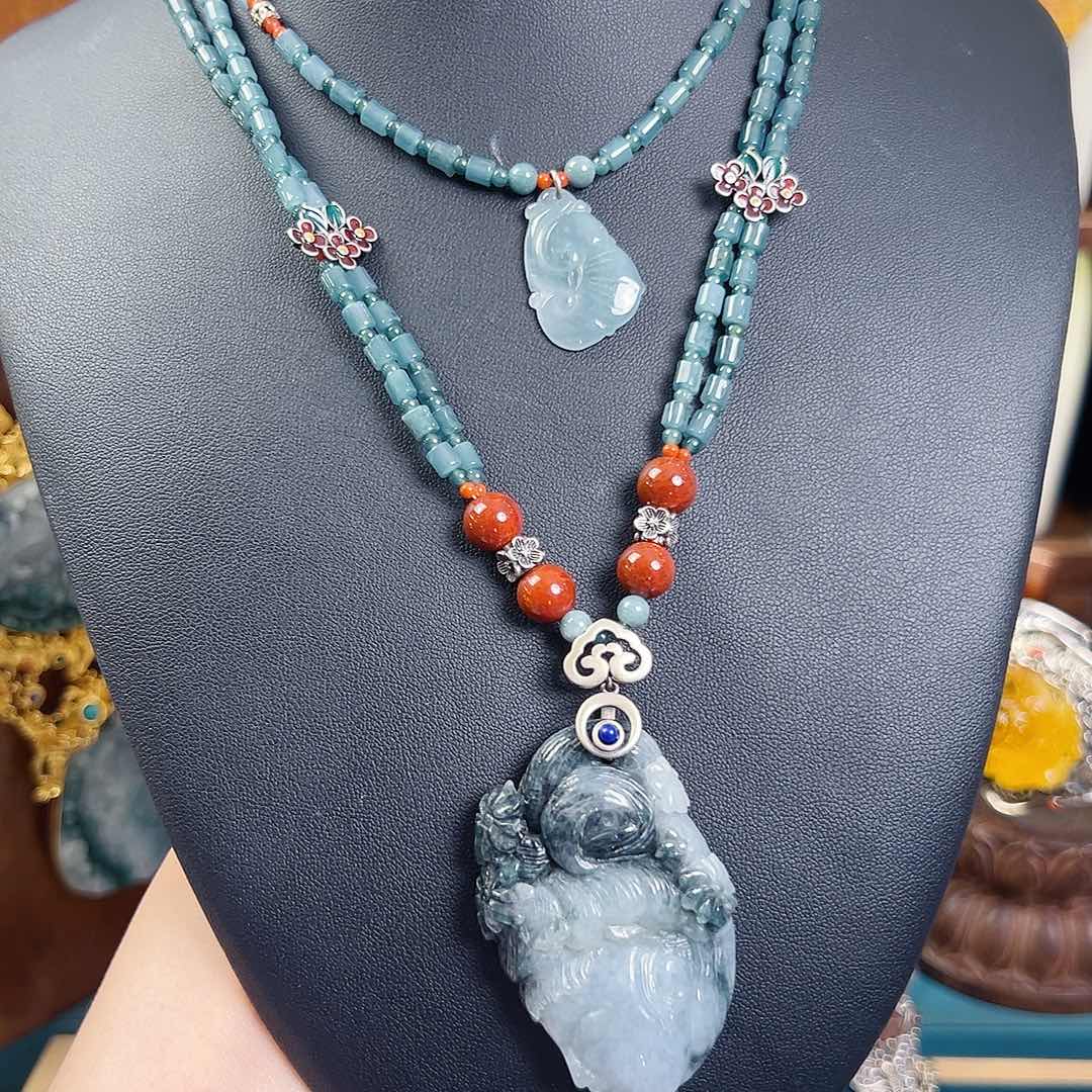 翡翠银S925镶嵌项链项链