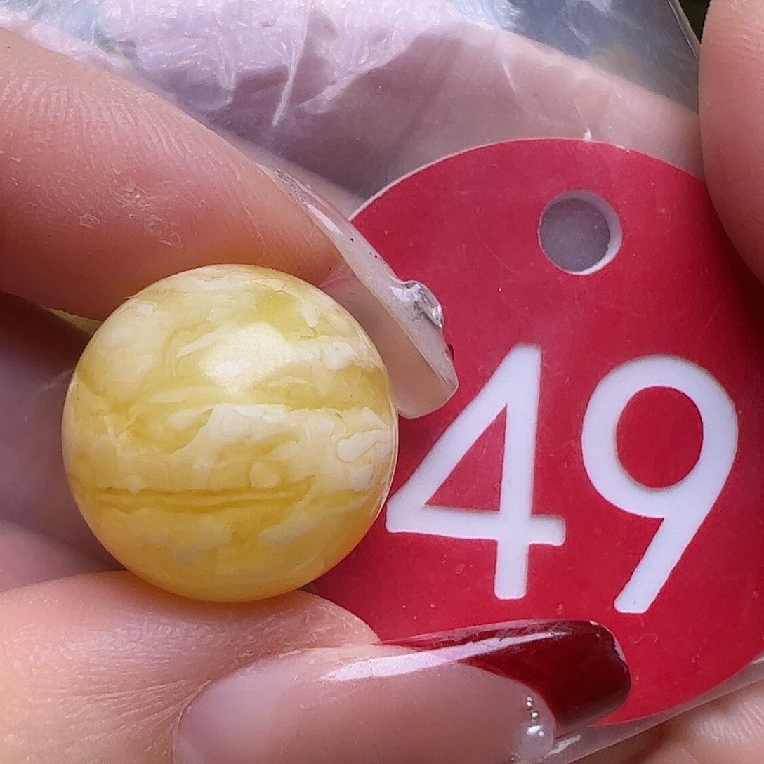 蜜蜡未镶嵌珠宝奇石微花粉16mm金瓷白虎皮圆珠