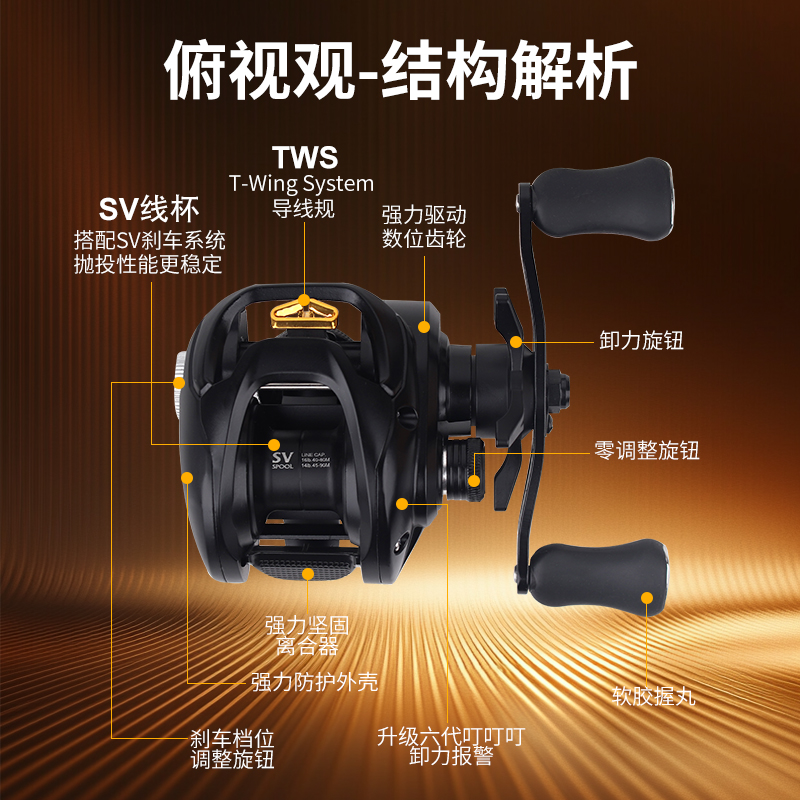 双杯T规泛用水滴轮SV刹车卸力报警短轴双陶瓷轴承远投防炸线路亚