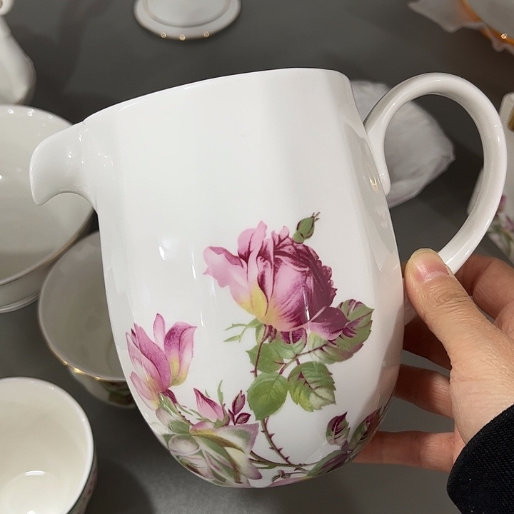 瓷片微瑕骨瓷玫瑰多用壶一个