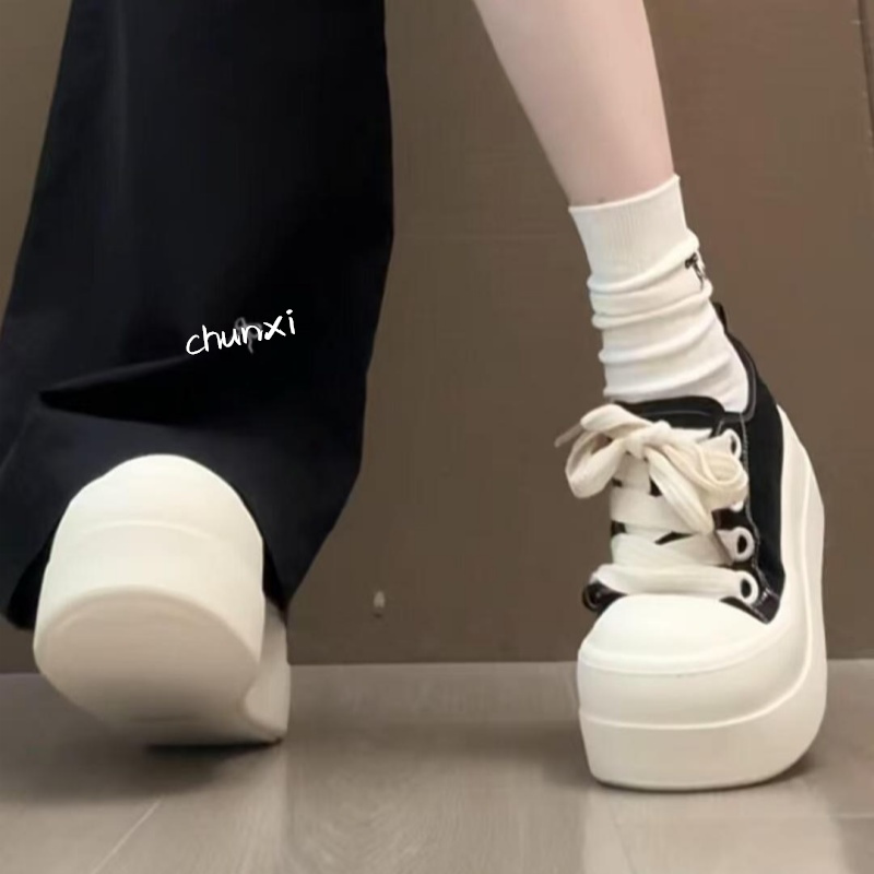 赵露思同款厚底松糕小白鞋女2025夏秋新款高颜值百搭休闲耐脏板鞋