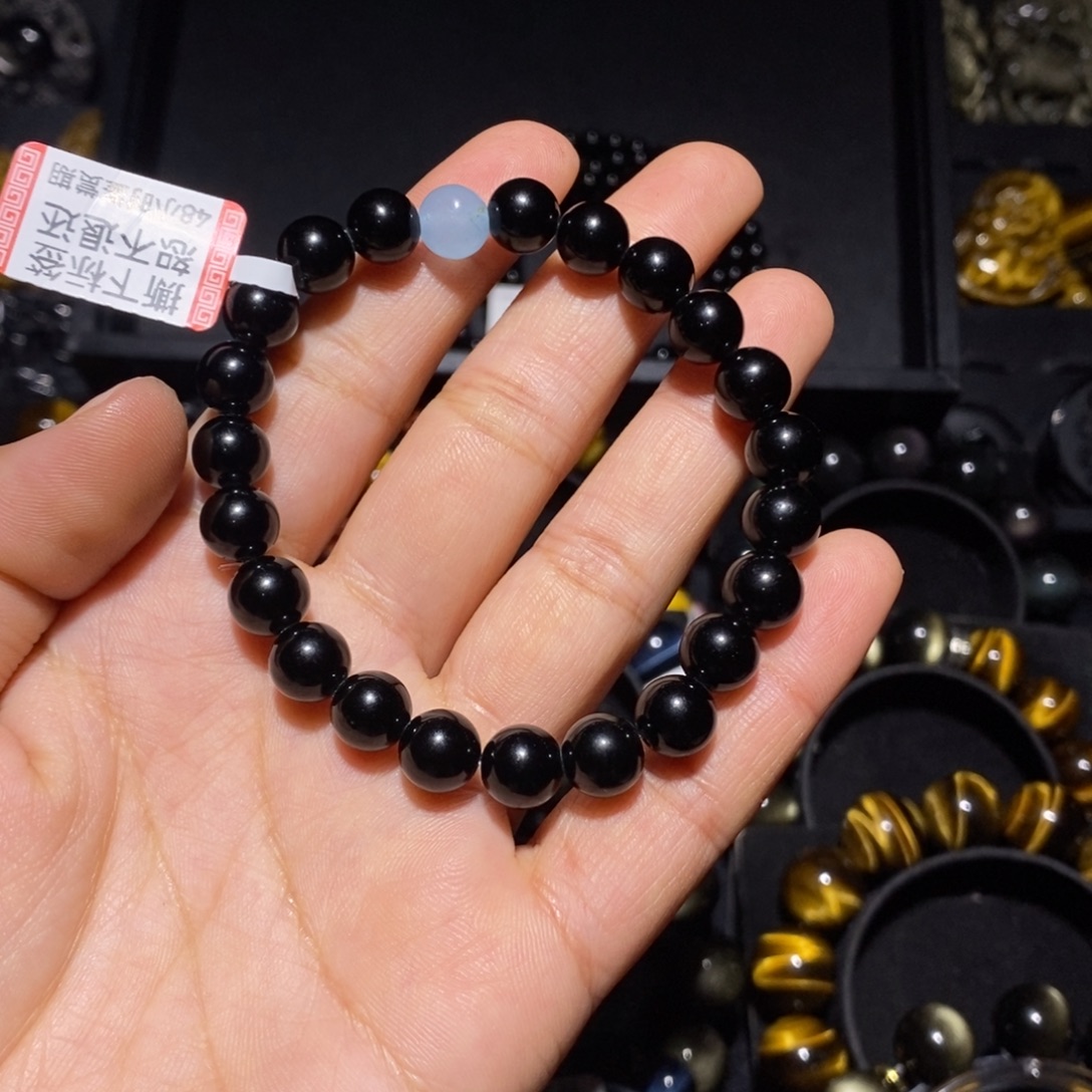 萬***千黑曜岩合金手链手串