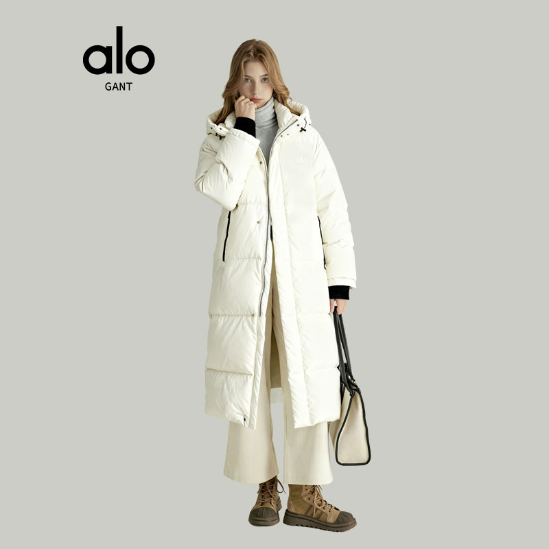 ALOGANT正品新90%白鸭绒三防加厚加绒防风长款男女羽绒服|DHS003