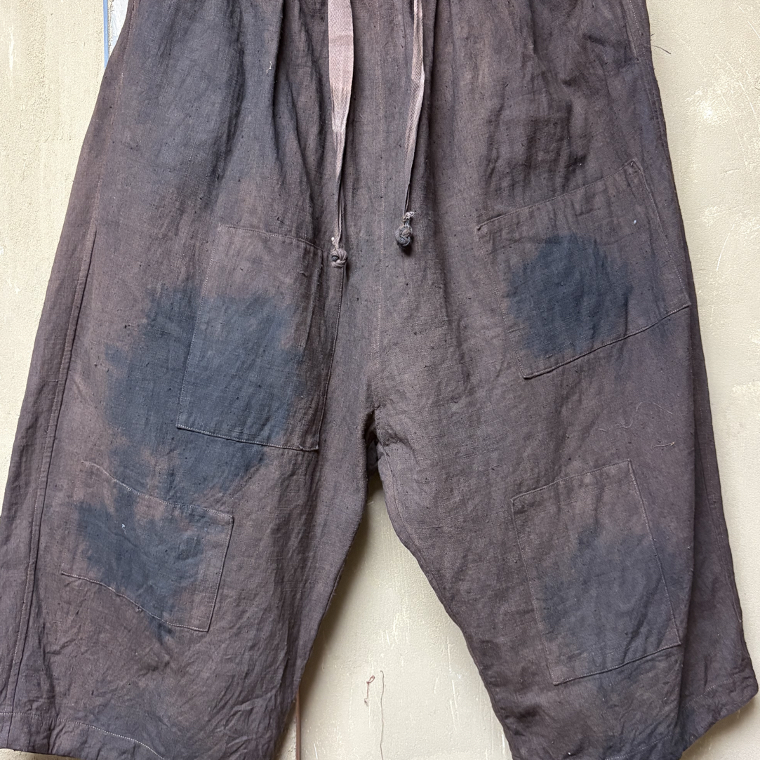 植物染色咖咖啡色老布裤子（裤长90厘米臀围160厘米）