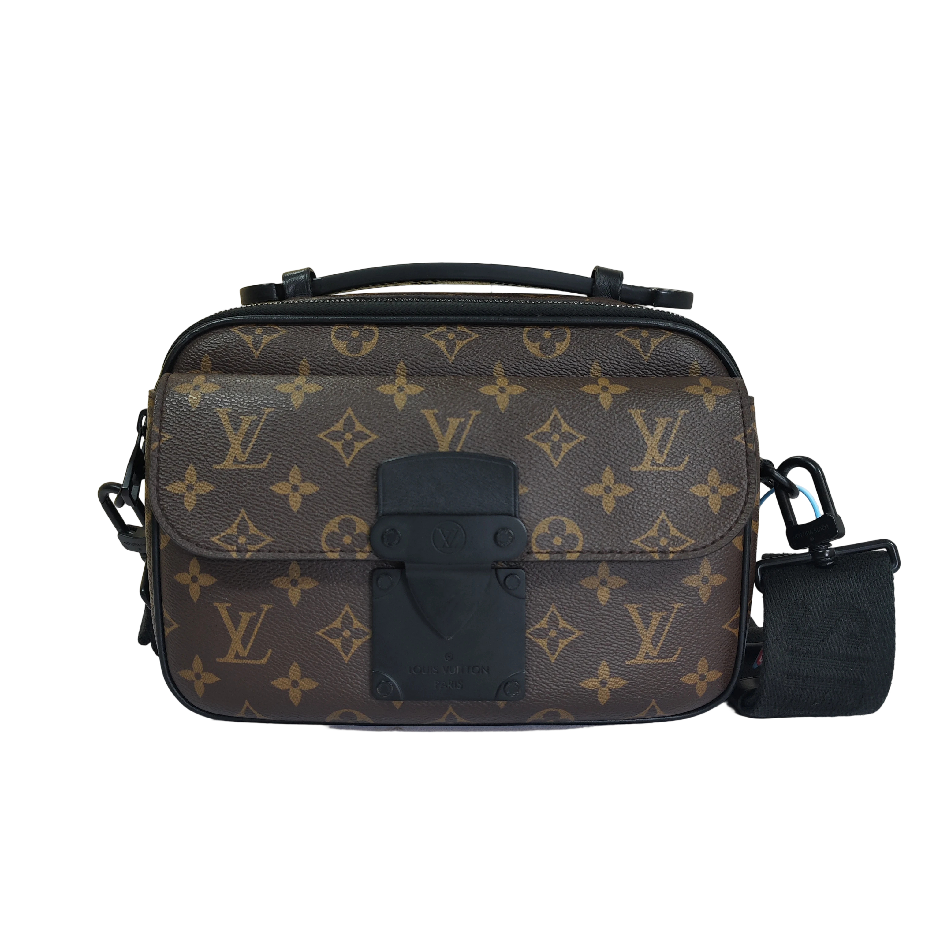 95新 LouisVuitton/路易威登 S LOCK棕色老花相机包单肩斜挎包