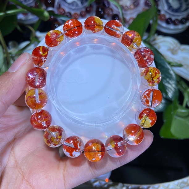 锦鲤胶花双色共生透体11mm左右水晶手串