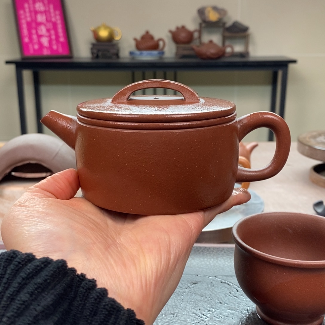 紫砂茶壶底槽清汉瓦220cc全手➕底槽清杯子
