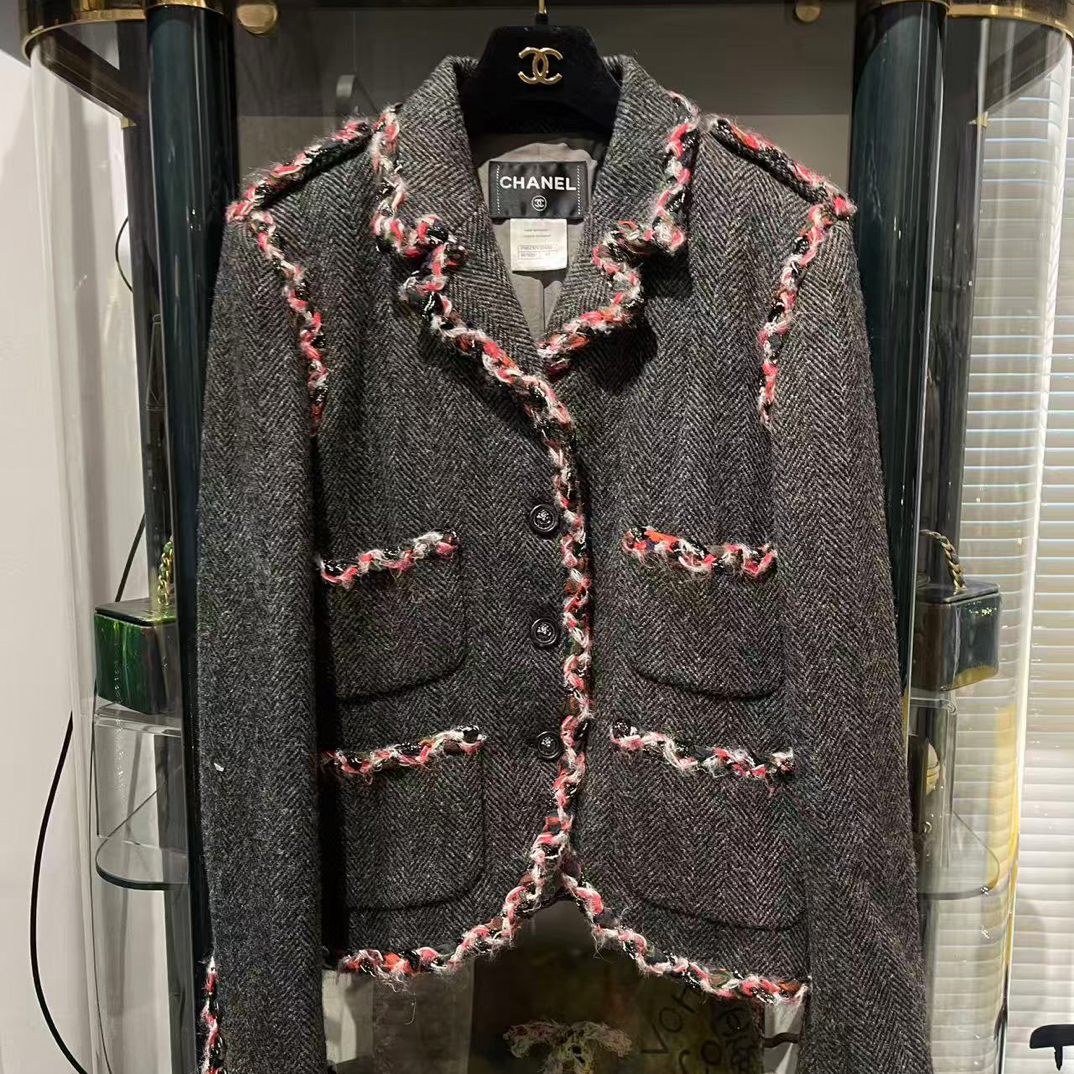 95新 Chanel/香奈儿 13A爱丁堡系列翻领四口袋外套42码 98新