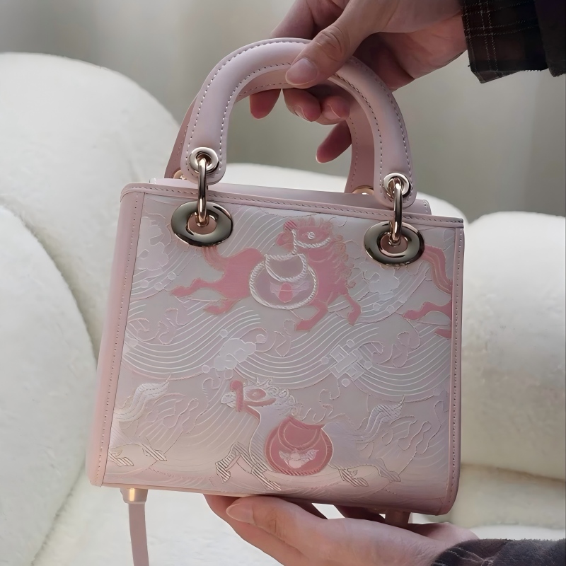 天煦新中式国风非遗织金宋锦桑蚕丝旗袍百搭女士单肩手提斜挎小包