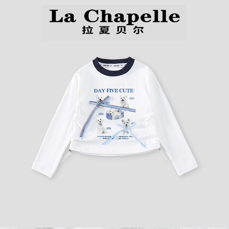  La Chapelle【拉夏贝尔】秋季韩版圆领卡通印花儿童T恤LA1934