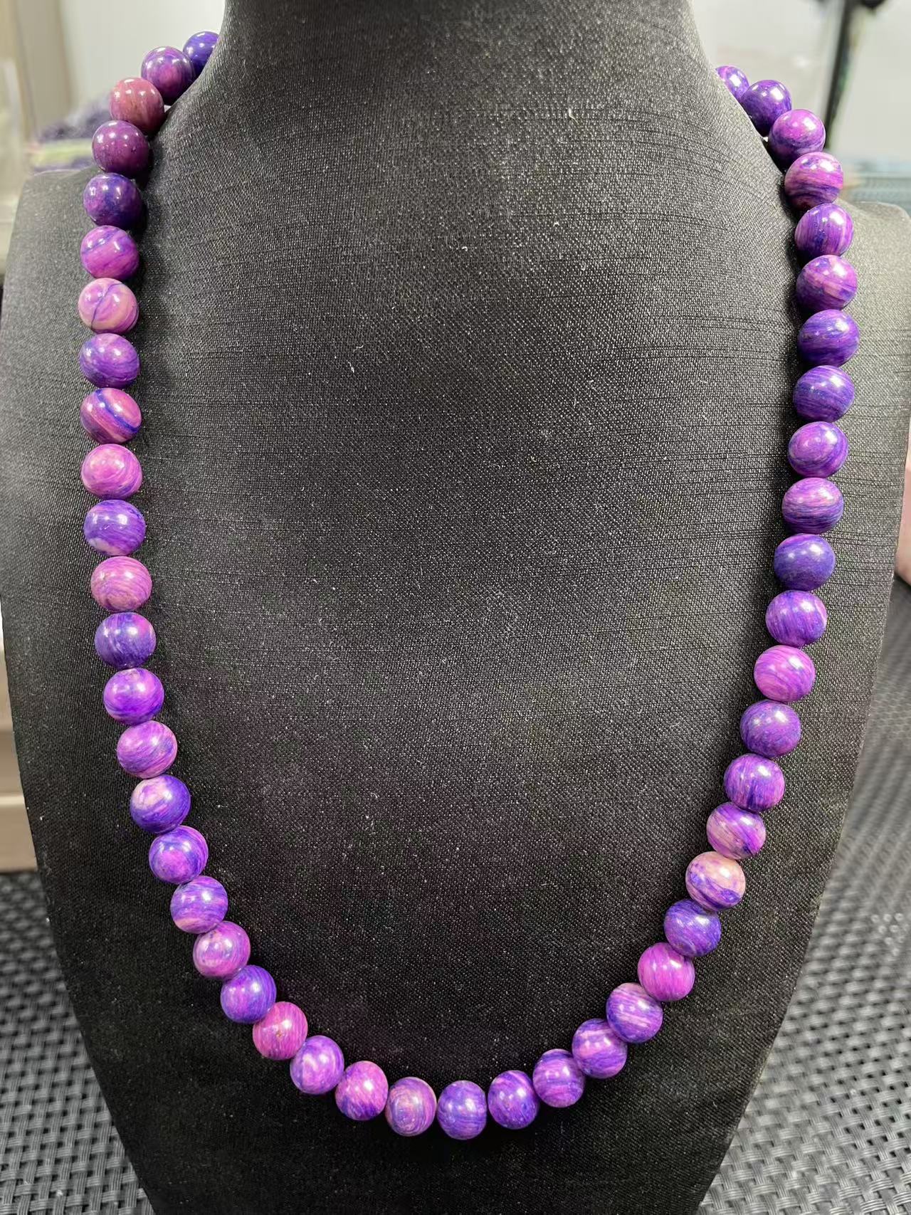 Z89千层拉丝粉紫8M项链女款主播推荐一件奇石