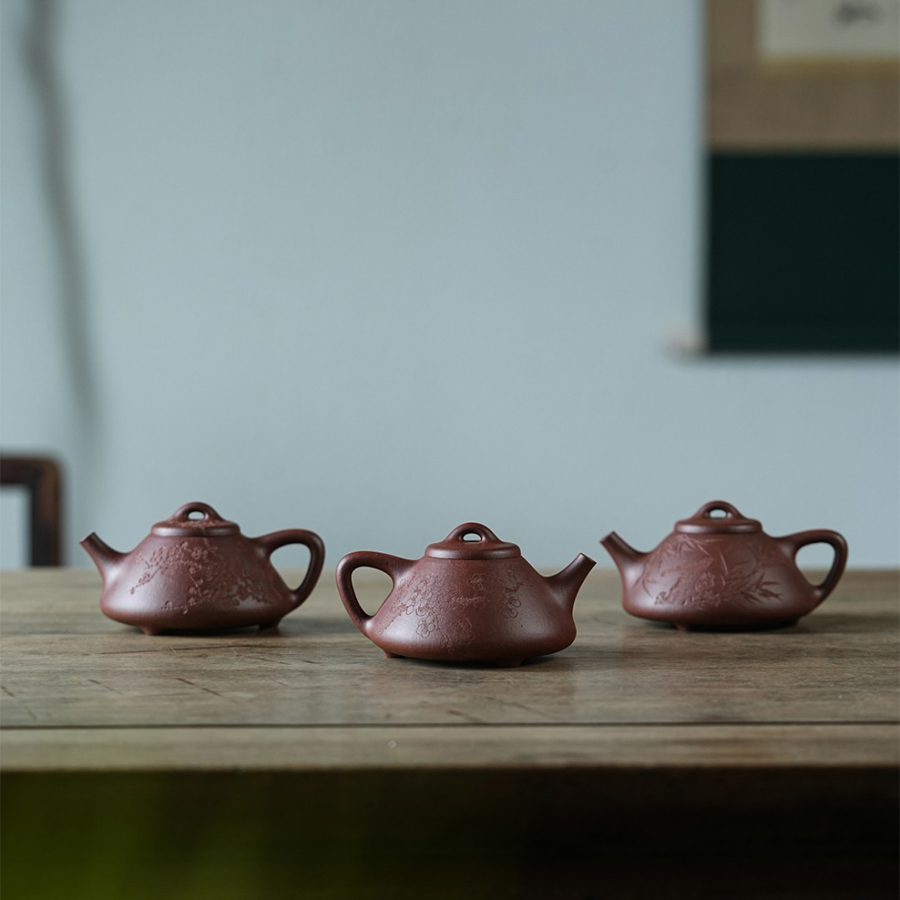 子冶石瓢-黄龙山深井紫泥实用紫砂壶精品半手工180cc