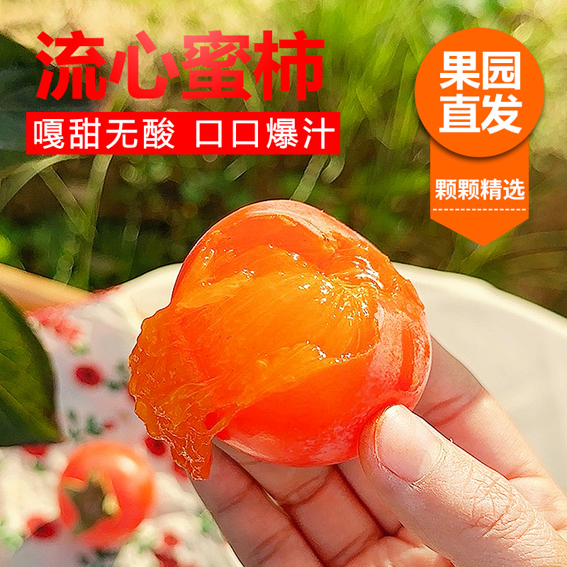 【精选果】精品流心软柿子山西原产地新鲜直发无核无丝软糯火晶柿子