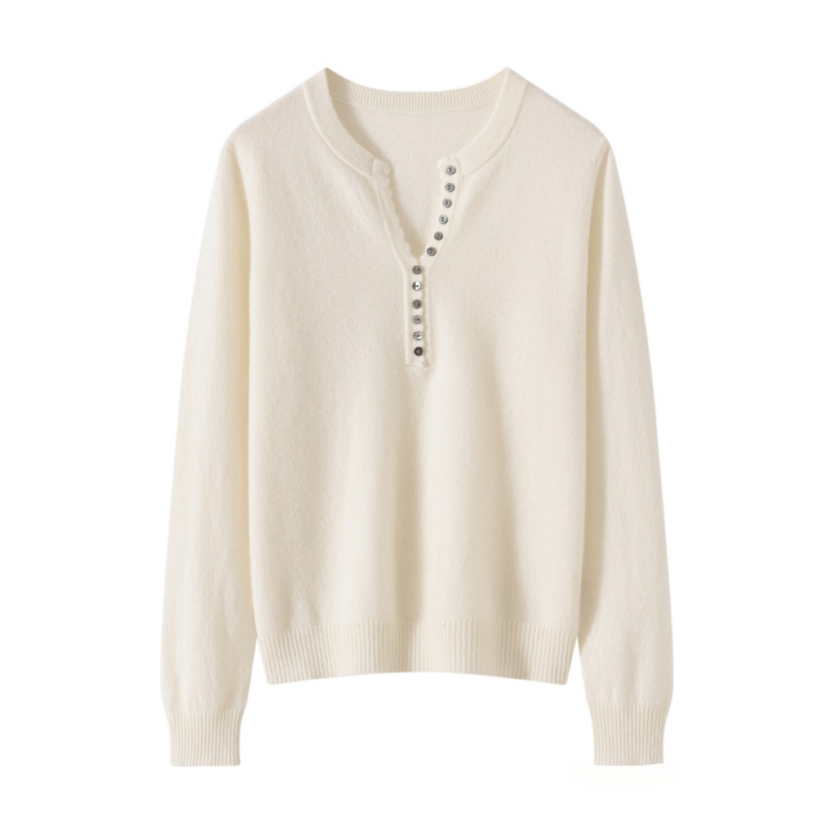 排扣剪刀领羊绒衫大牌同款