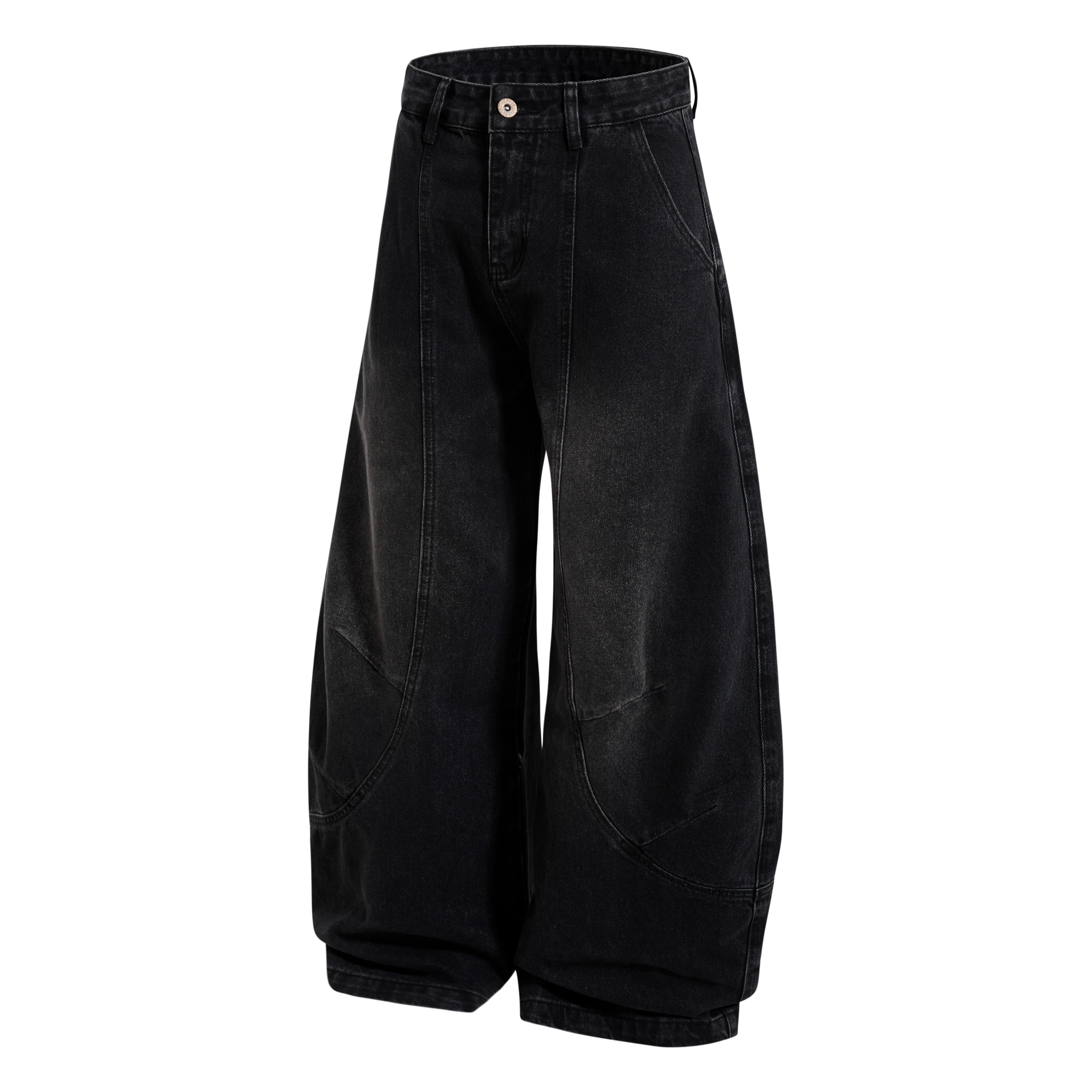 UNOTOBE 美式复古水洗做旧弯刀裤男女宽松解构设计阔腿牛仔裤