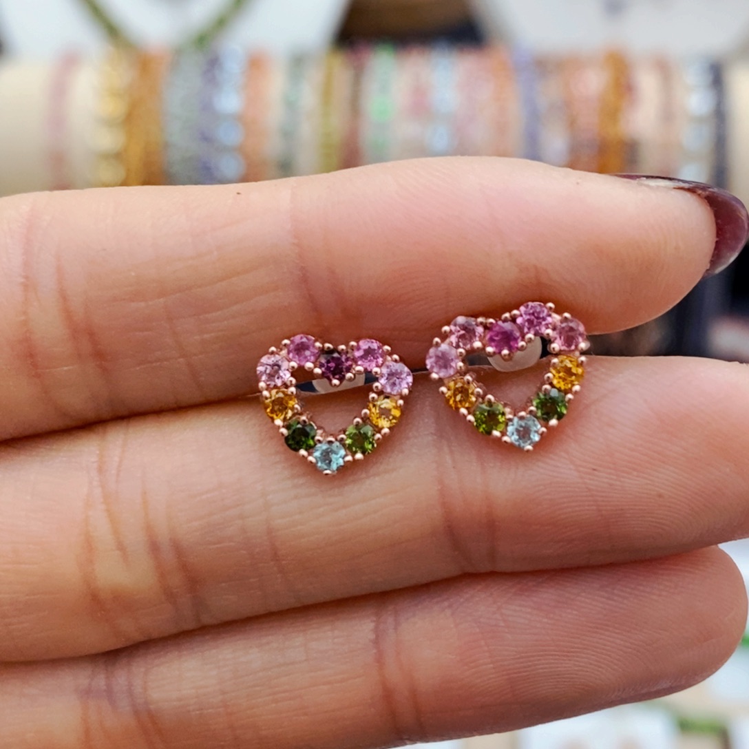 碧玺耳饰银S925镶嵌ers耳饰