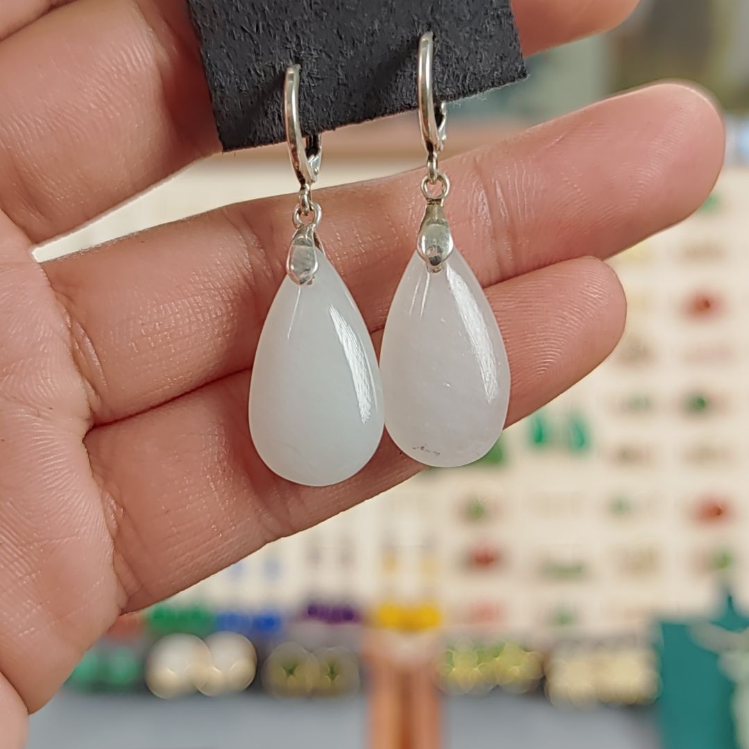 石英质玉水滴银S925镶嵌c*j