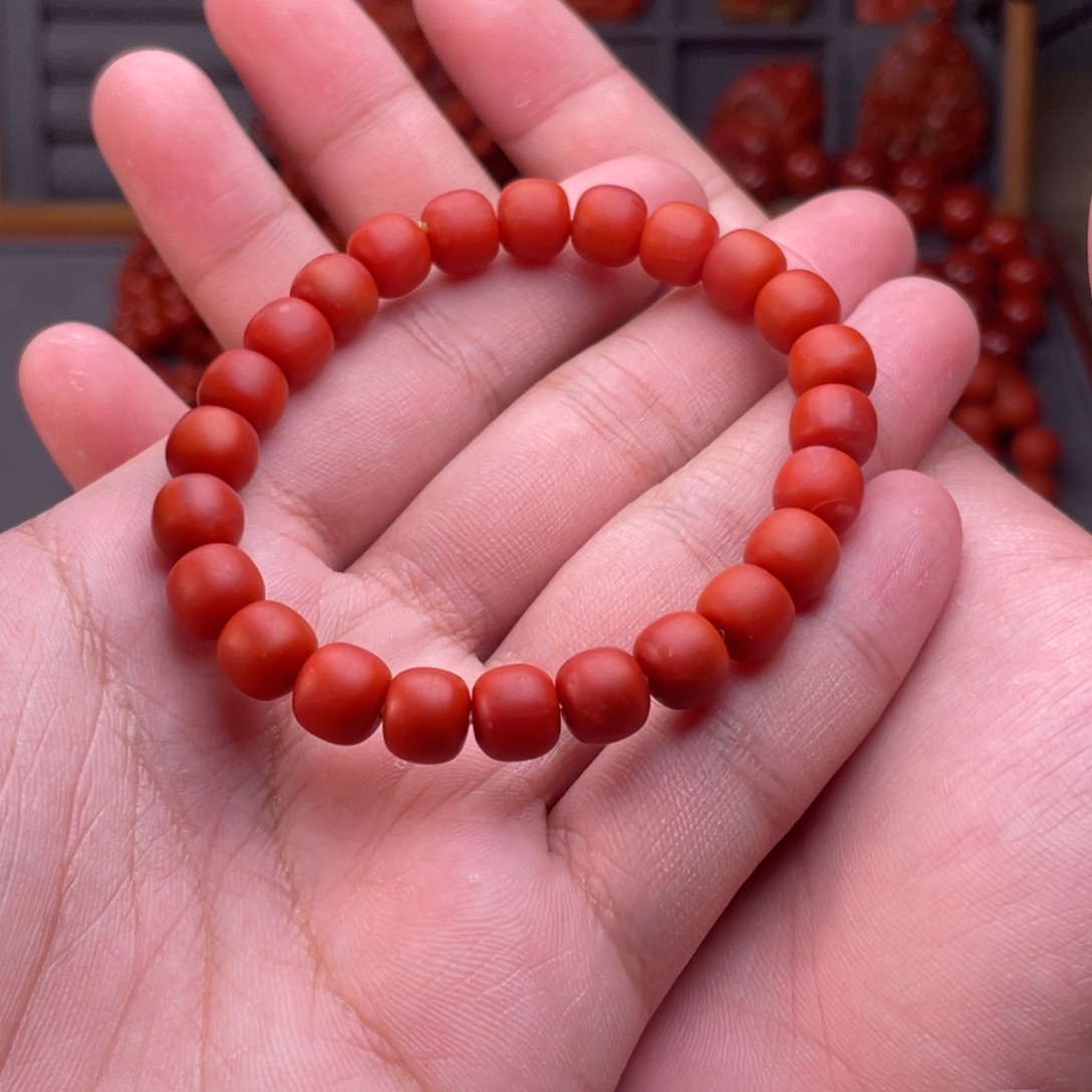 南红玛瑙未镶嵌配饰卡8mm保山啊东寨