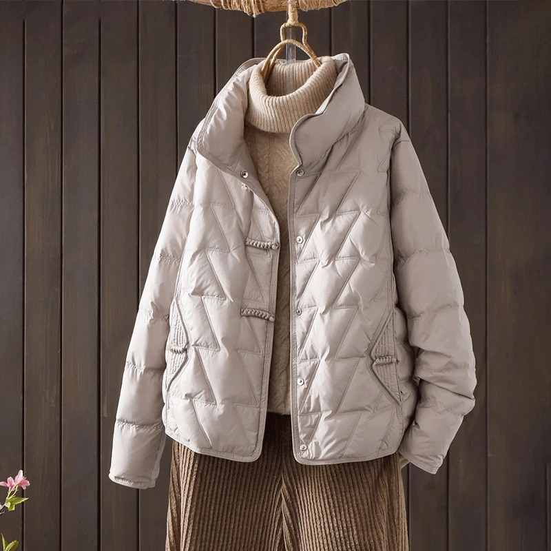 2025冬季国风盘扣妈妈装轻薄保暖羽绒服立领洋气中老年人女装棉袄