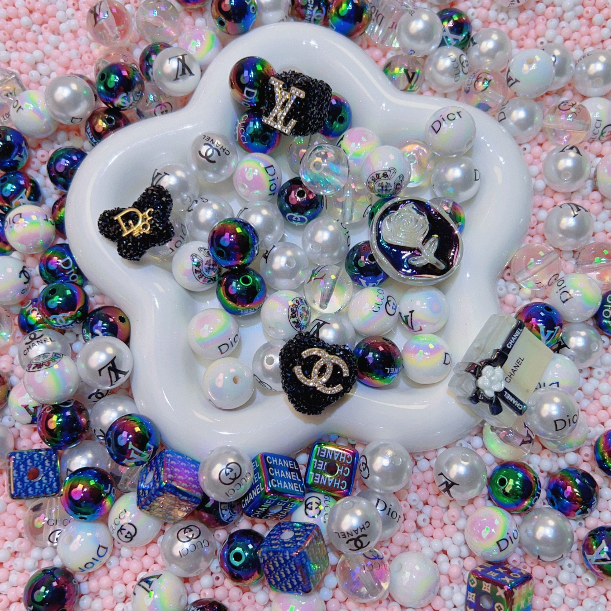 炸单品 珠手工diy串珠彩绘珠尼泊尔珠大混