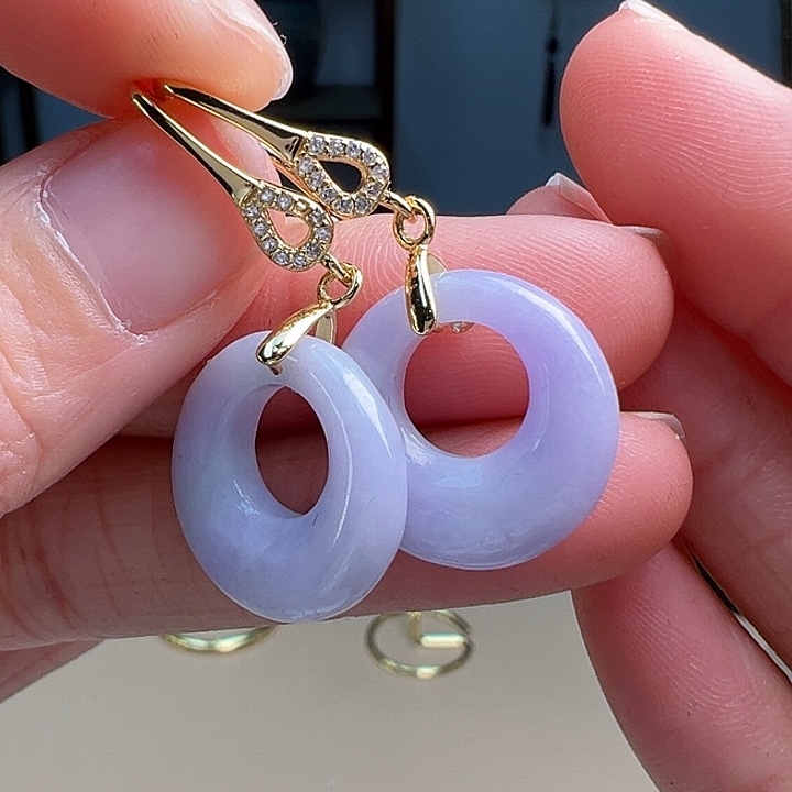 翡翠耳饰银S925镶嵌耳饰