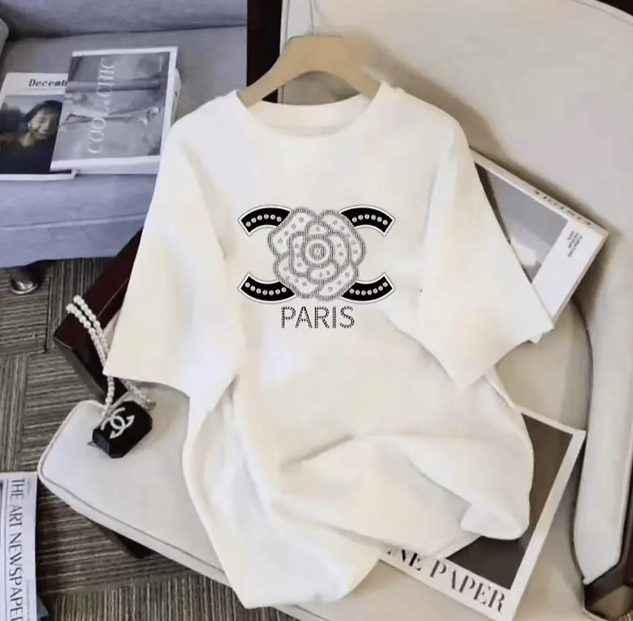 2025夏季短袖男女休闲透气圆领印花纯棉T恤 PARIS