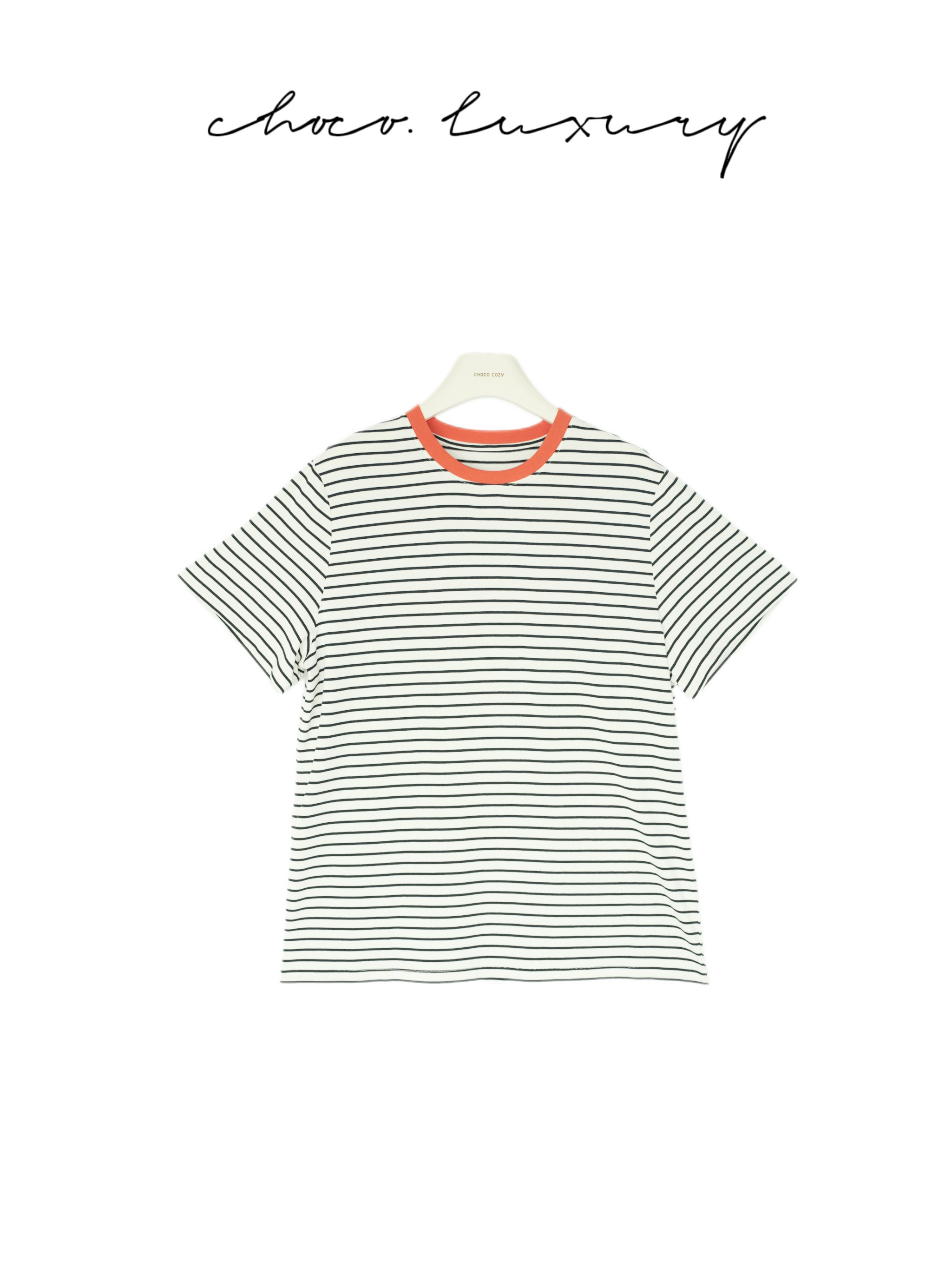 CHOCO【平行线】100%棉撞色经典条纹T恤 D2280