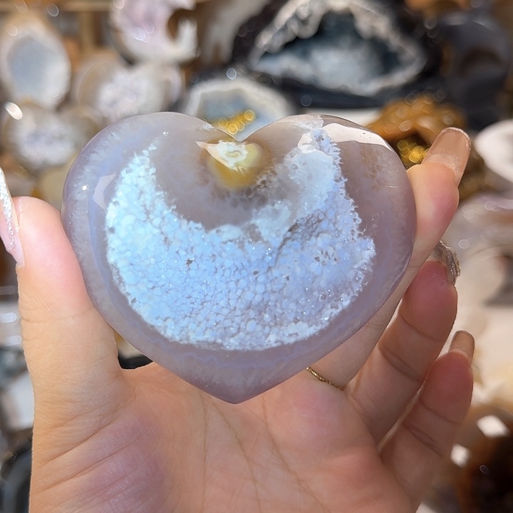 玛瑙/玉髓无未镶嵌牙软粉紫爱心