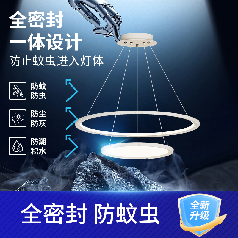 奶酪纹环形简约餐厅吊灯现代简约卧室双层led护眼时尚极简吧台灯