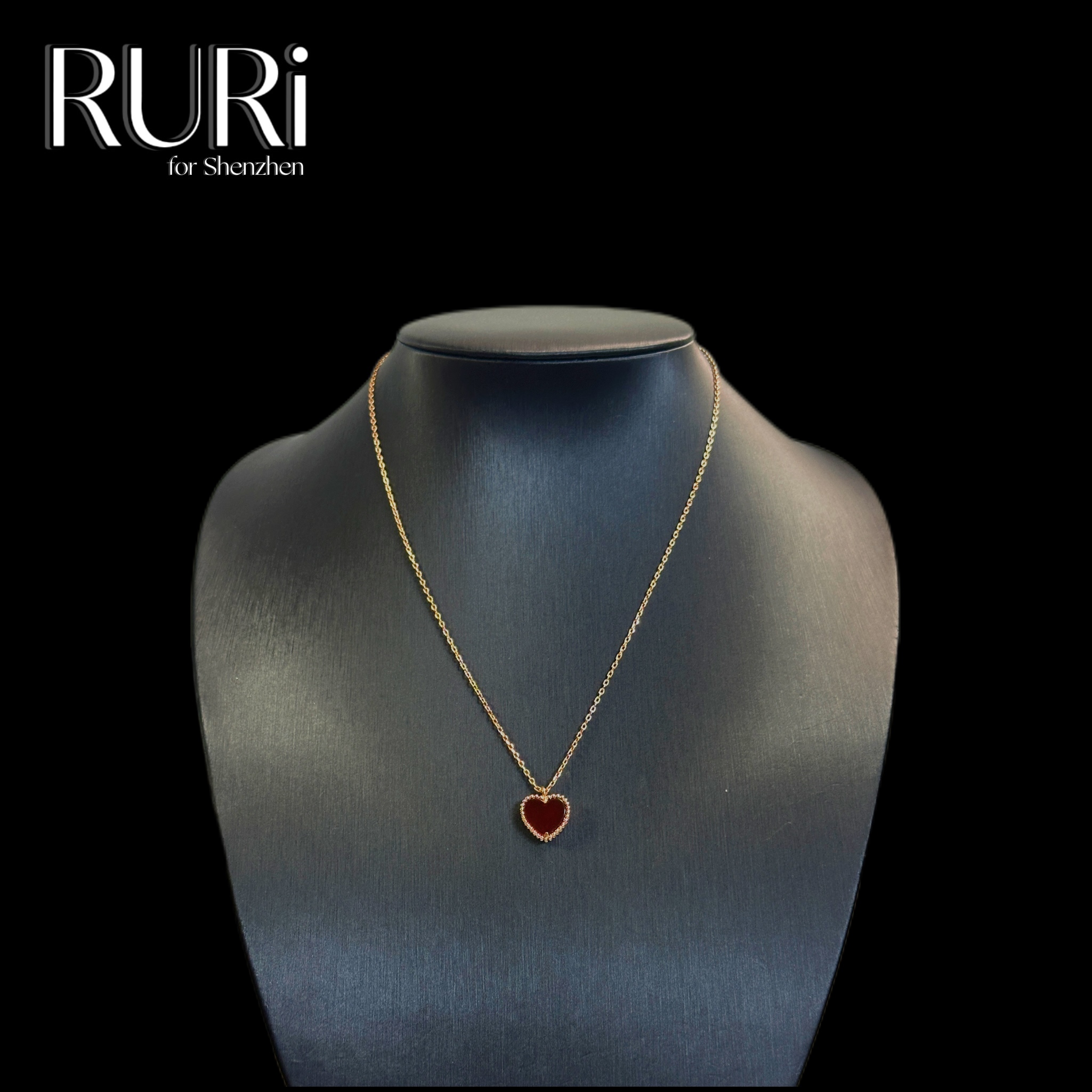 铜合金铅玻璃项链 【J 系列】简约轻奢时尚红色爱心项链A2826