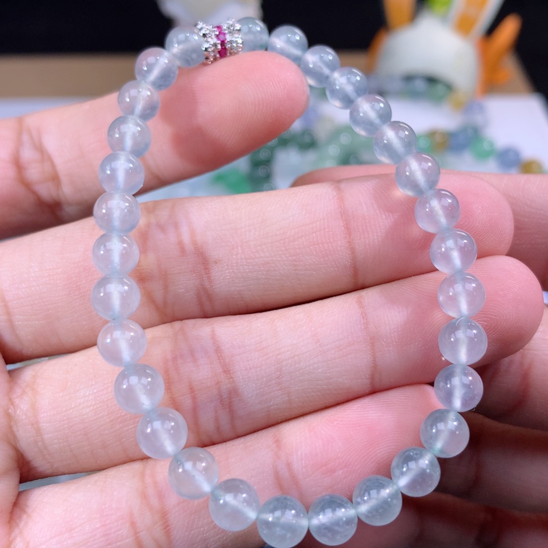 翡翠手链未镶嵌卡6m m