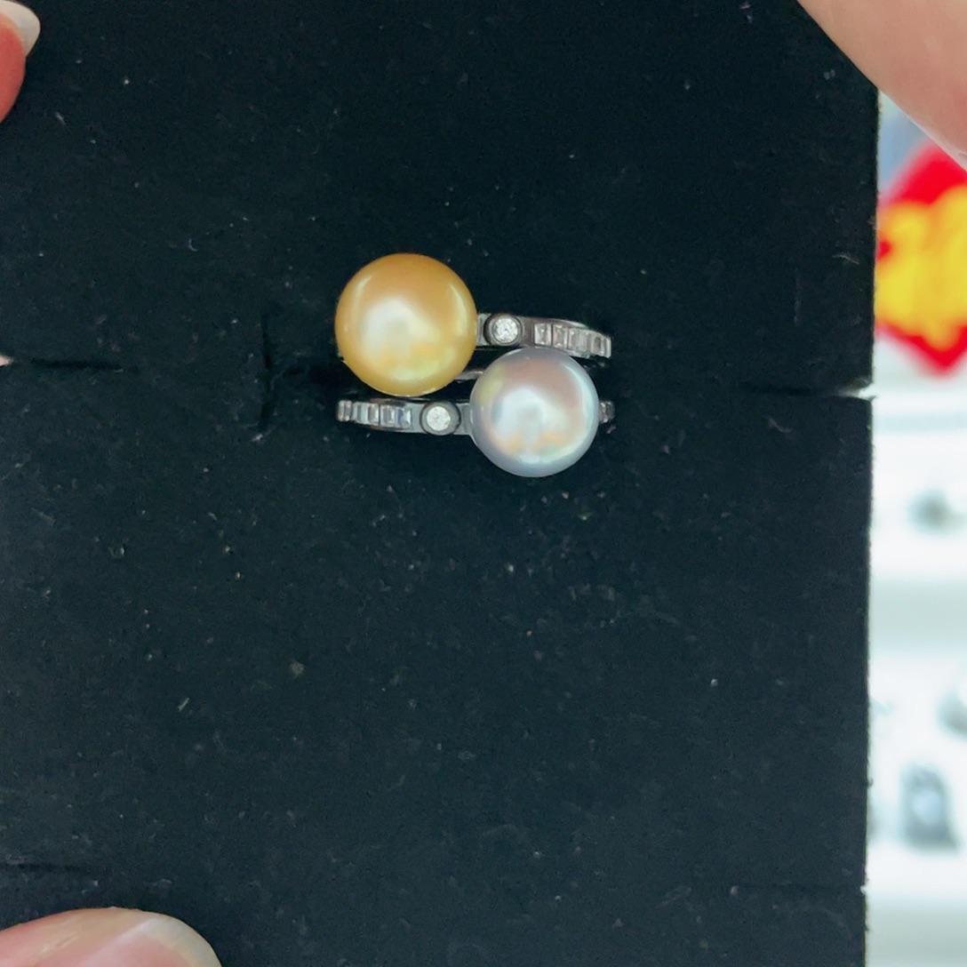 海水珍珠戒圈银S925镶嵌