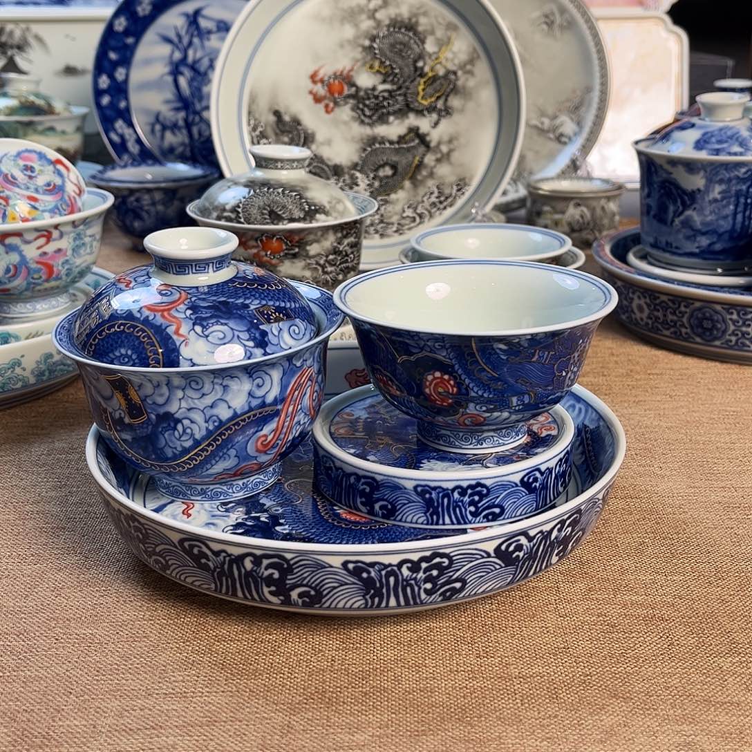 高温釉下彩茶具套