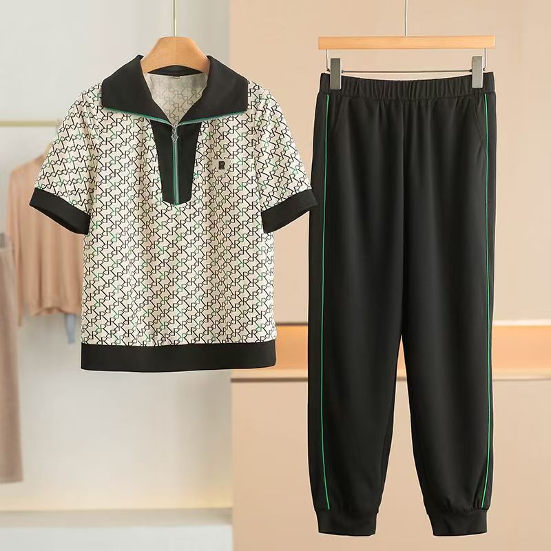 【A1000】新款夏季时尚修身显瘦高端气质遮肚套裤套装