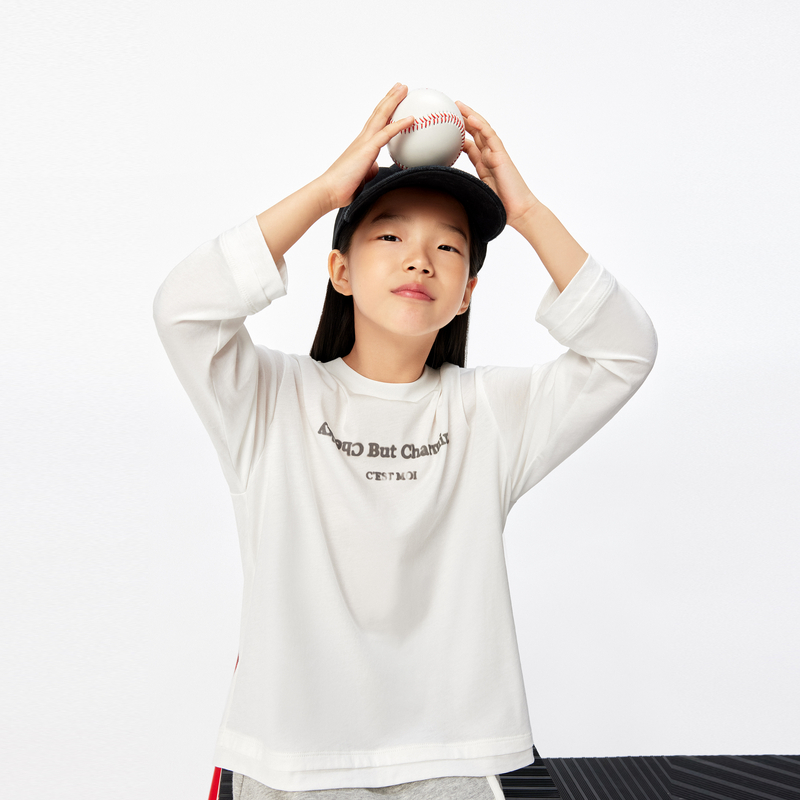 littlemoco童装25春装新款男女童长袖圆领T恤#KBE1TEE022