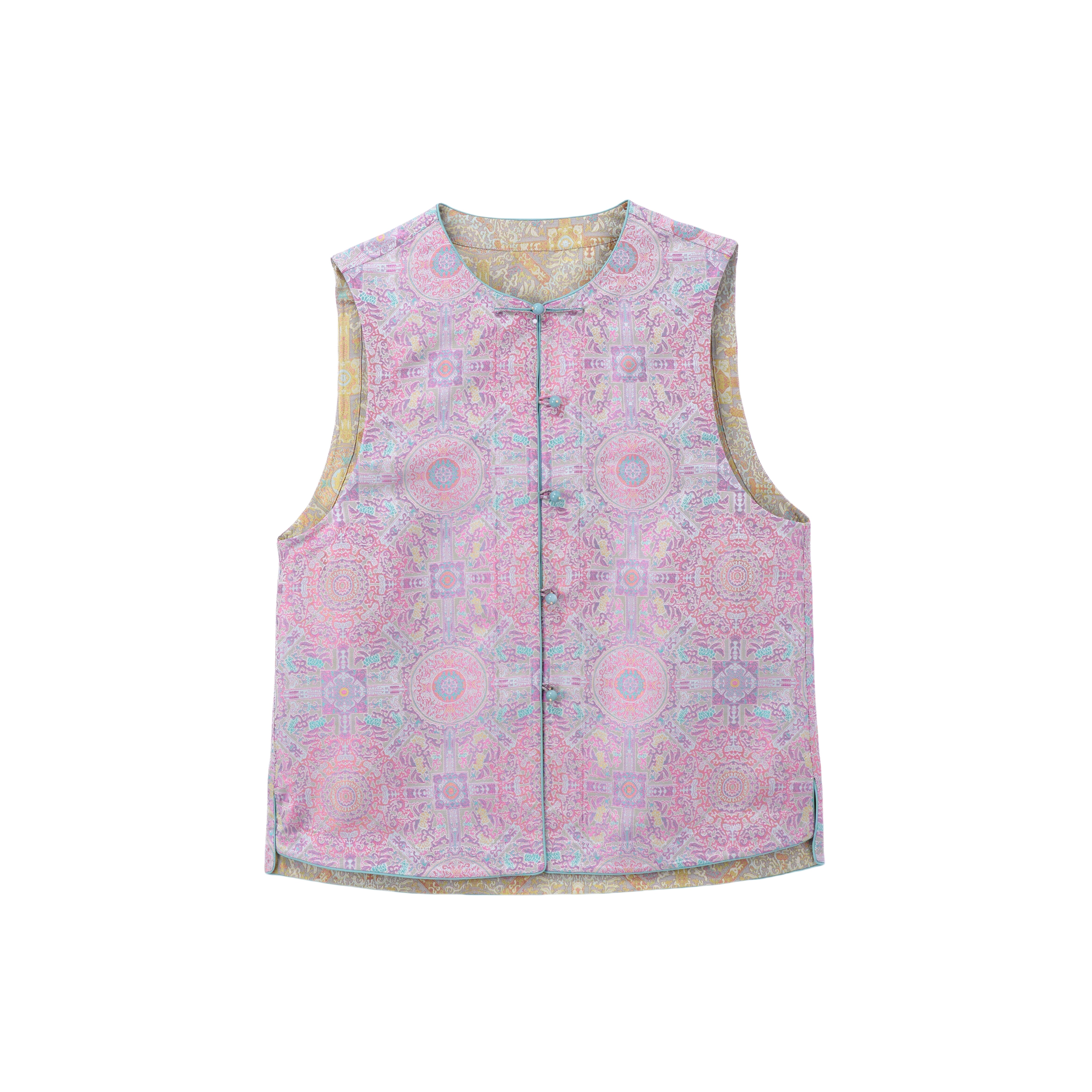 卿宁-YZQS256630新中式宋锦桑蚕丝中国风复古国风气质马甲女装