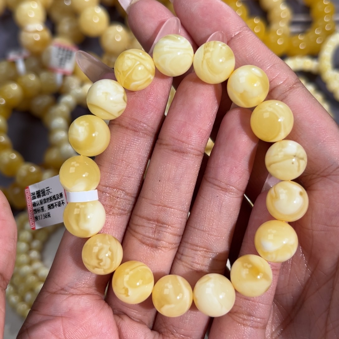 未镶嵌琥珀手链12mm妖花 17.5