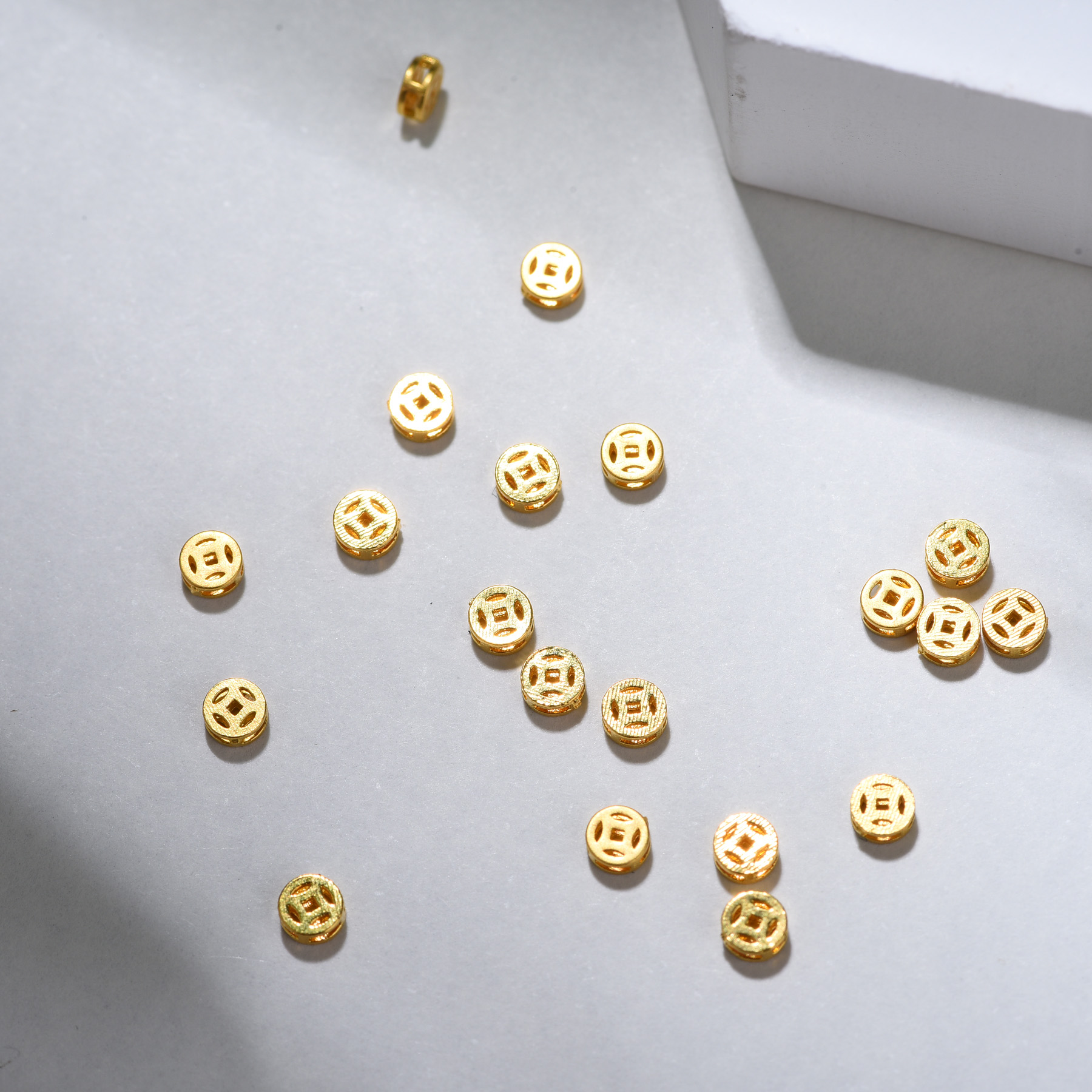 18K金铜钱隔珠配件diy手链手串编绳款