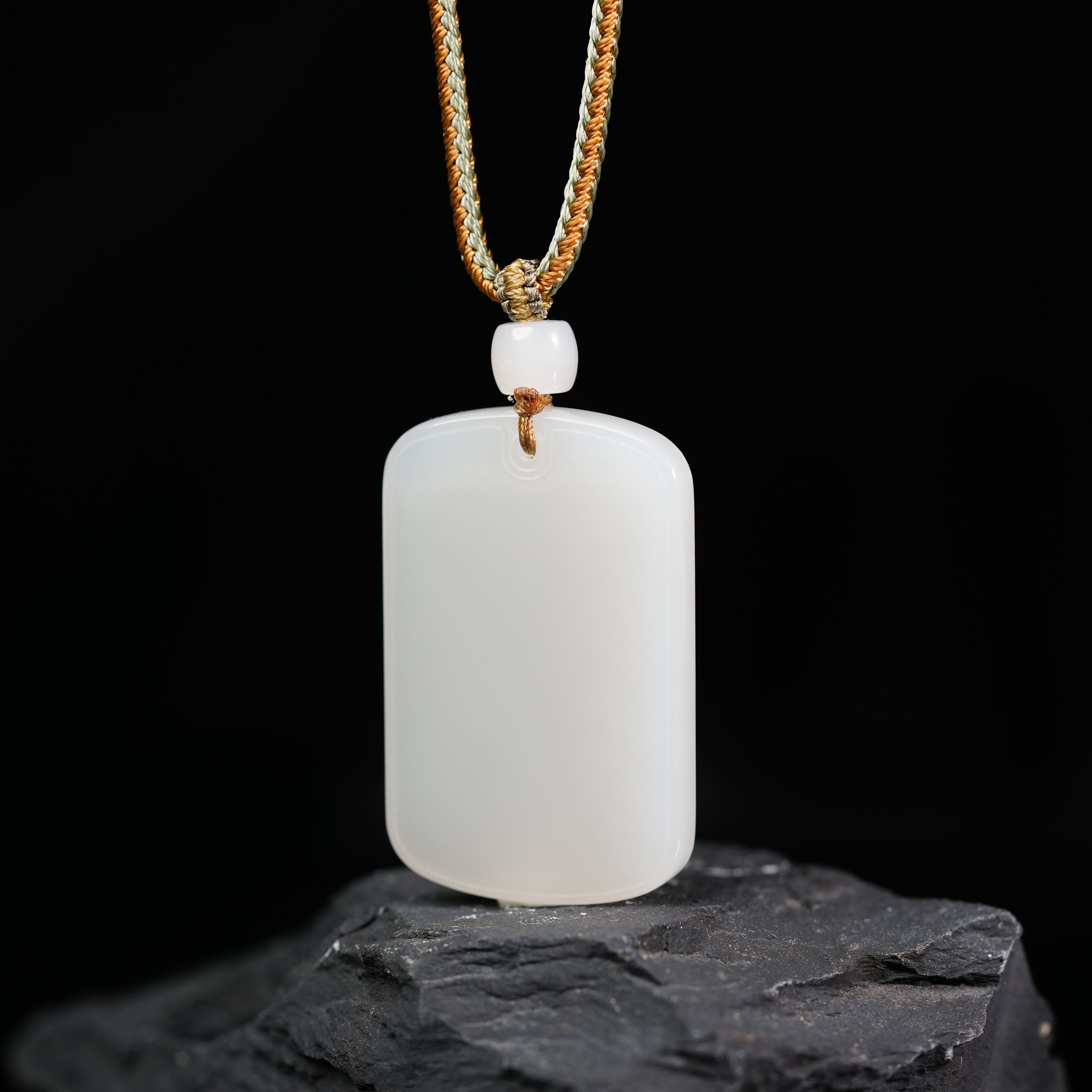 【小涵专属】凝白·和田玉白玉无事牌吊坠 41*27*7mm KS0010063